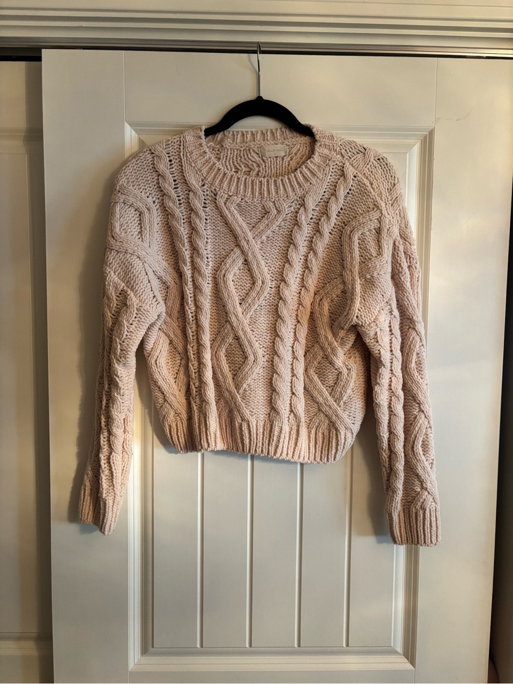 Altar'd State Cream Cable Knit Crewneck Sweater
